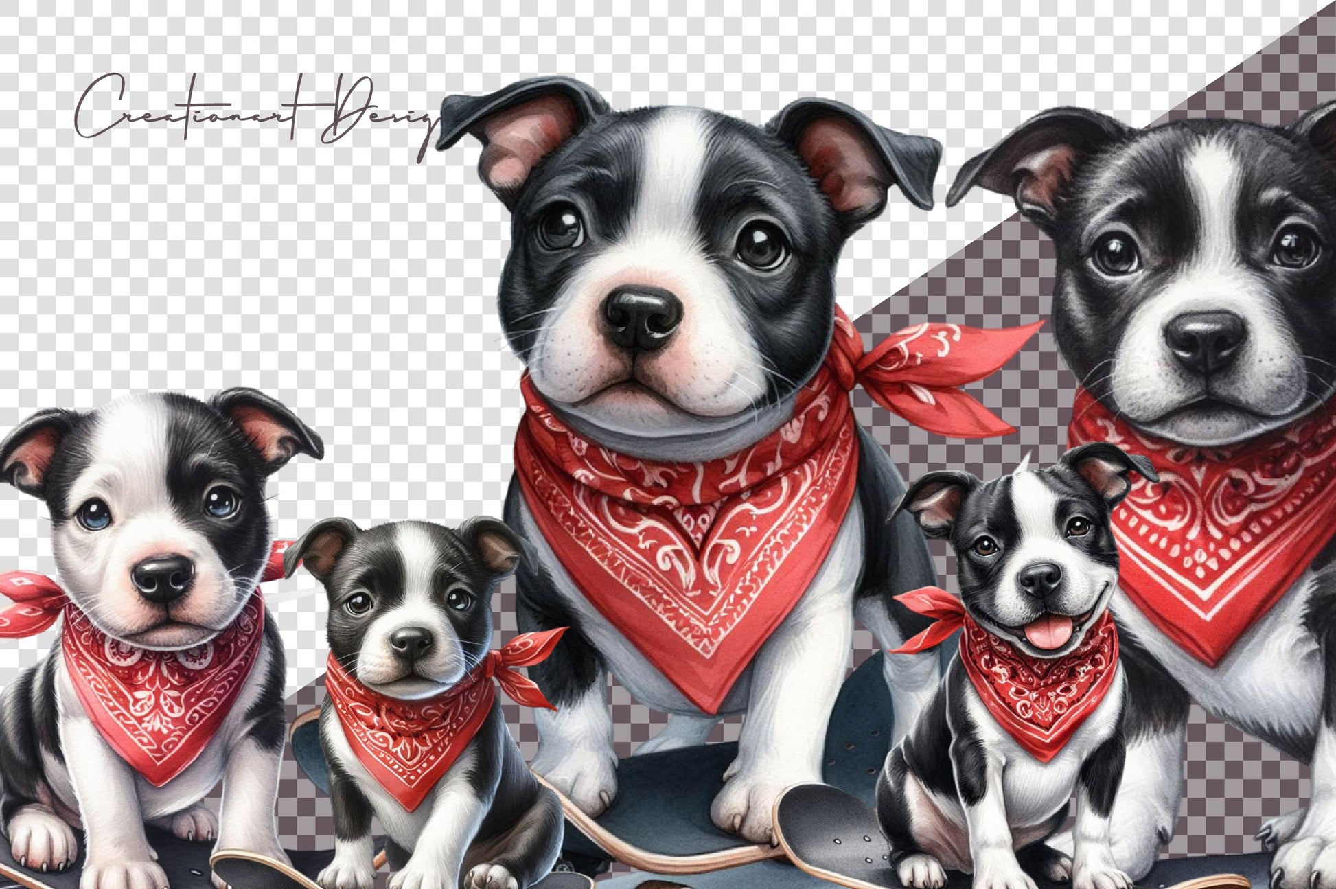 Cute Dogs Black Bandana Clipart Bundle - CraftNest - Digital Crafting and Art