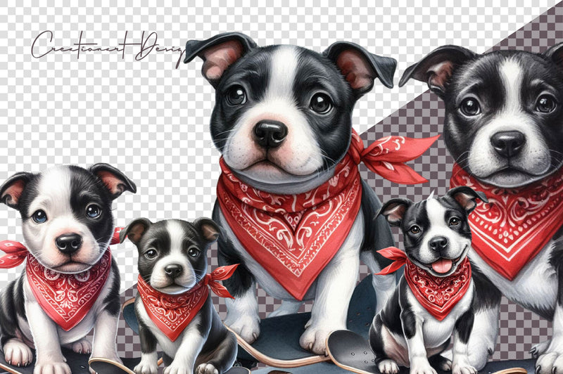 Cute Dogs Black Bandana Clipart Bundle - CraftNest - Digital Crafting and Art