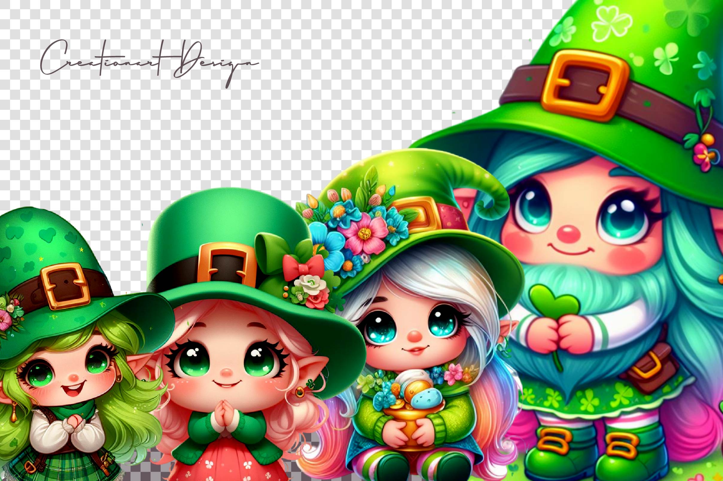 St Patricks Day Gnome Girl Clipart Bundle - CraftNest - Digital Crafting and Art