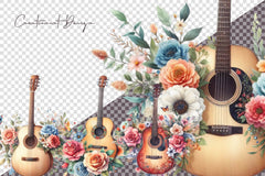 Floral Guitars Clipart Bundle - CraftNest - Digital Crafting and Art