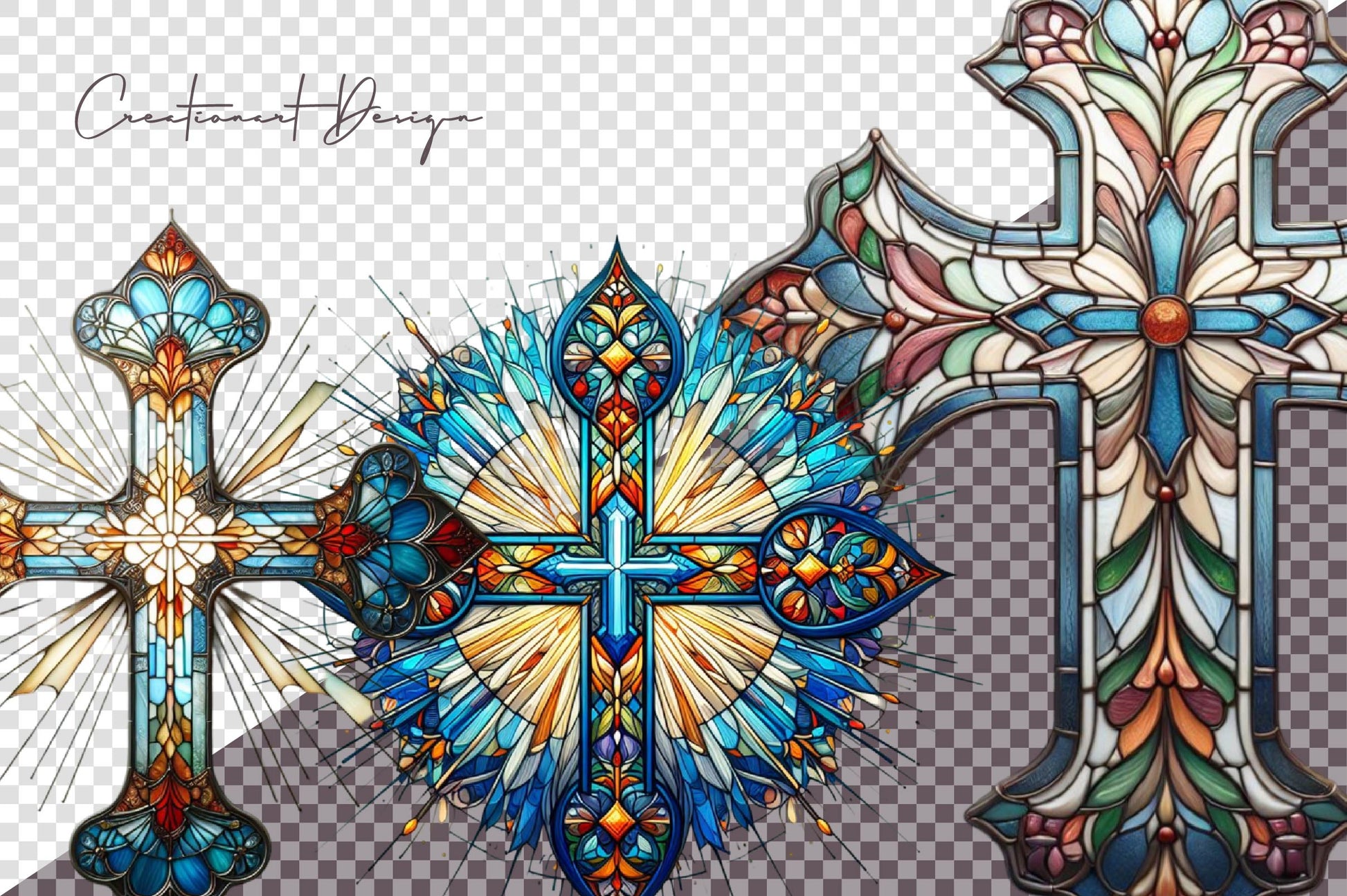Stained Glass Crosses Clipart Bundle - CraftNest - Digital Crafting and Art