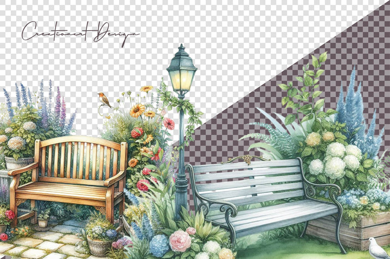 Garden Benches Clipart Bundle - CraftNest - Digital Crafting and Art