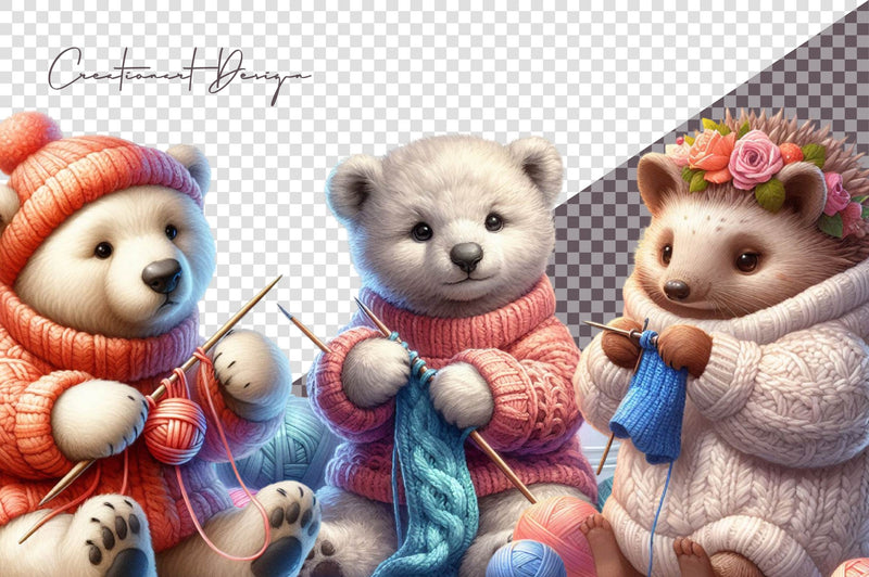 Animal Knitting A Sweater Clipart Bundle - CraftNest - Digital Crafting and Art