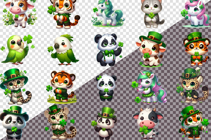 St Patricks Day Animals Clover Clipart Bundle - CraftNest - Digital Crafting and Art