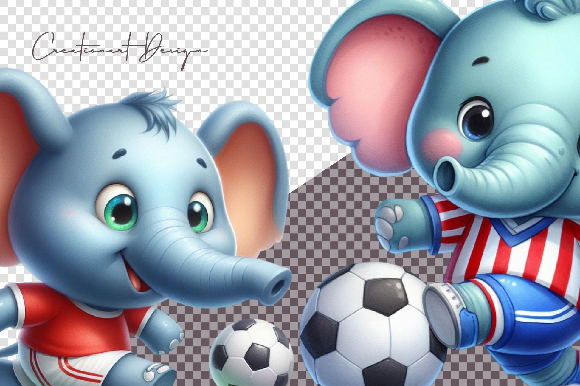 Elephant Playing Football Clipart Bundle - CraftNest - Digital Crafting and Art