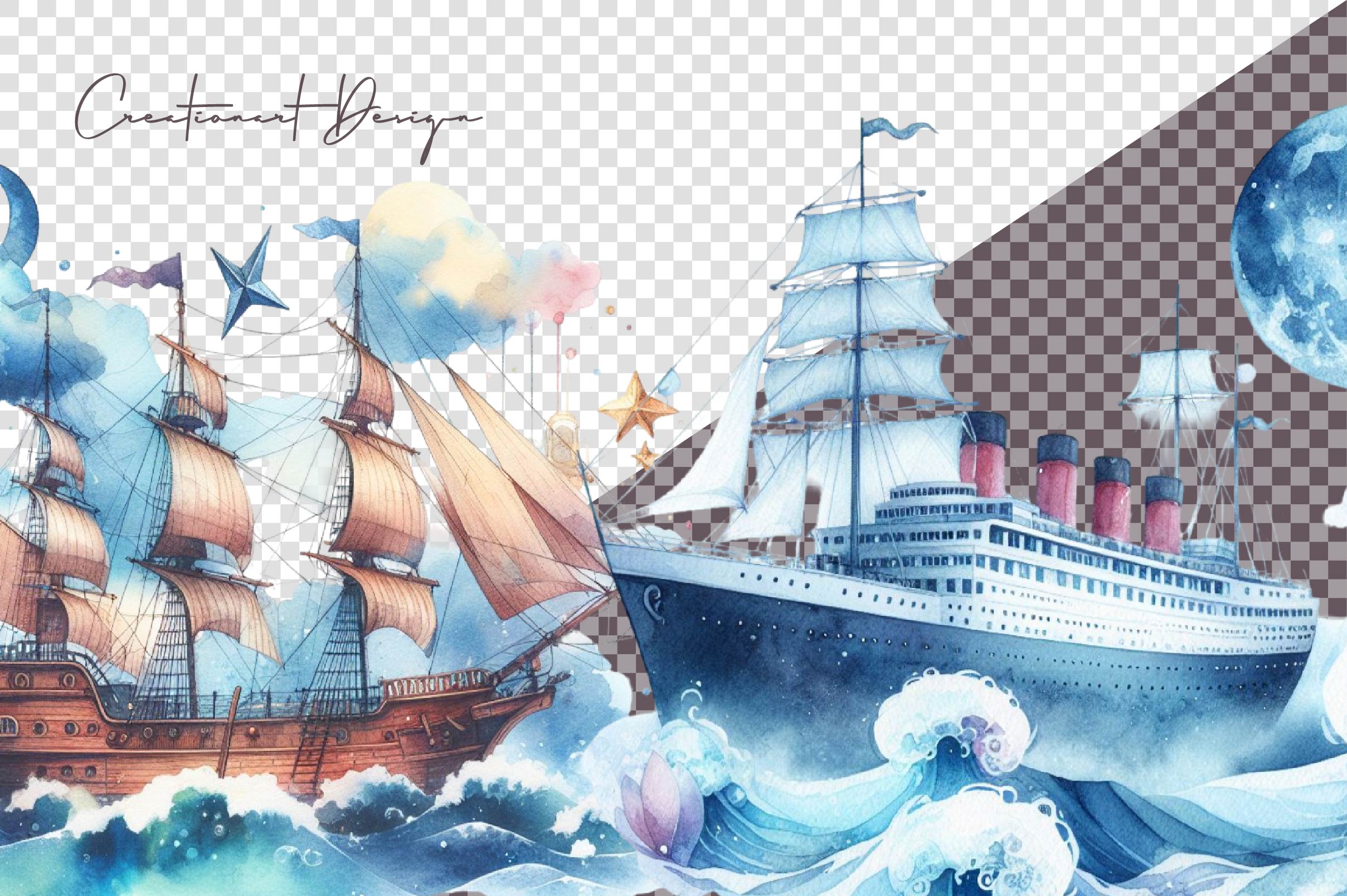 Dream Ships Clipart Bundle - CraftNest - Digital Crafting and Art