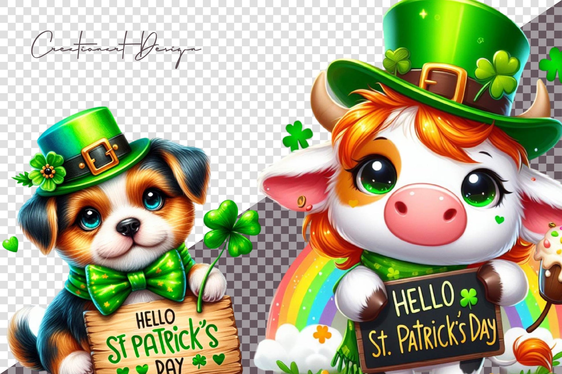 Hello St Patrick's Day Animals Clipart Bundle - CraftNest - Digital Crafting and Art