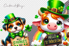Hello St Patrick's Day Animals Clipart Bundle - CraftNest - Digital Crafting and Art