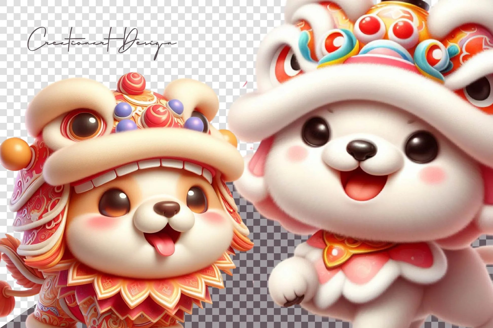 Cute Lion Dance Dogs Clipart Bundle 1 - CraftNest - Digital Crafting and Art
