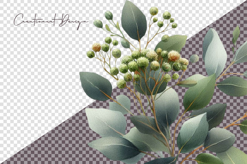 Greenery Bouquets Eucalyptus Clipart Bundle 1 - CraftNest - Digital Crafting and Art