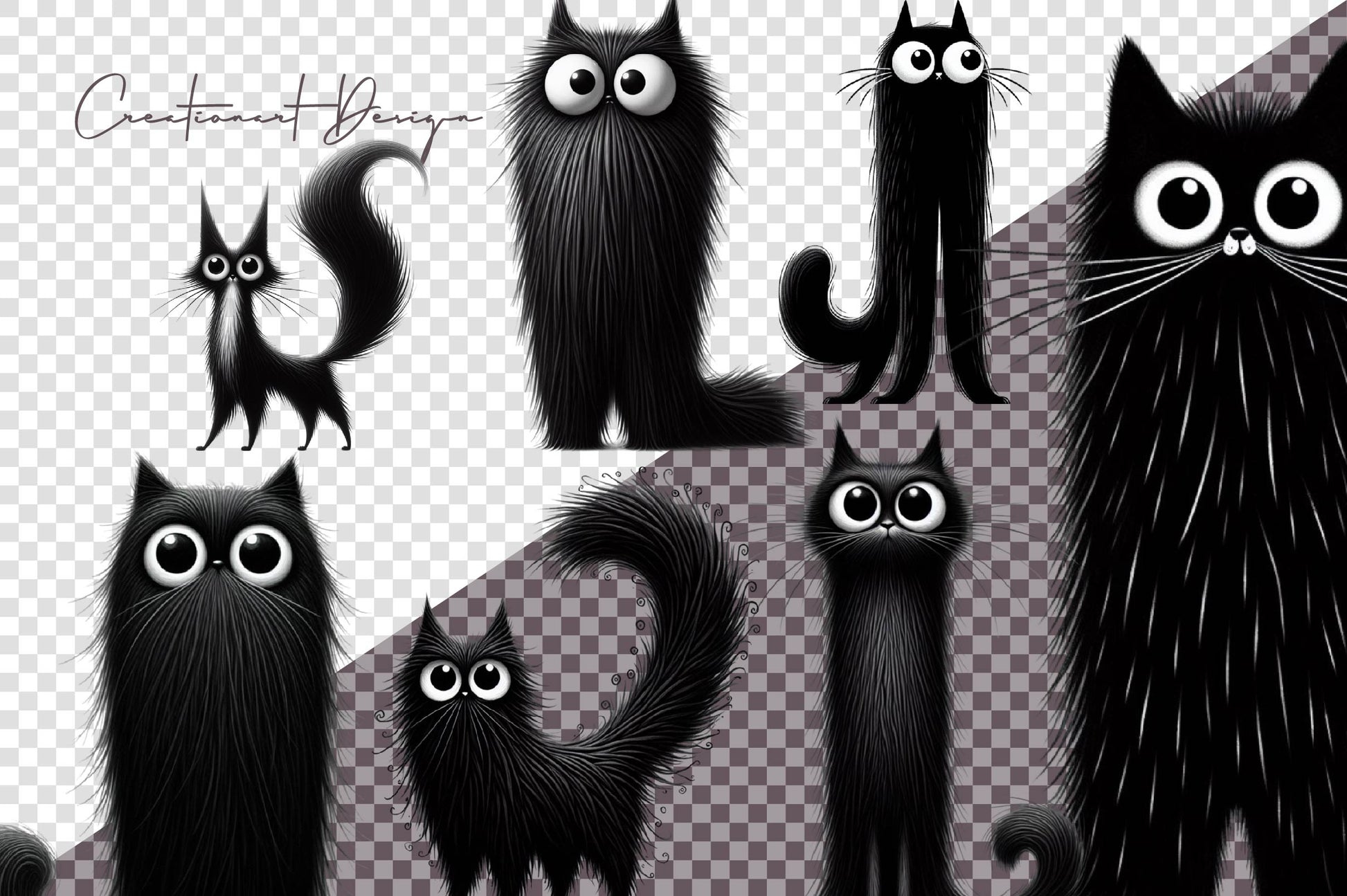 Whimsical Black Cat Clipart Bundle 3 - CraftNest - Digital Crafting and Art