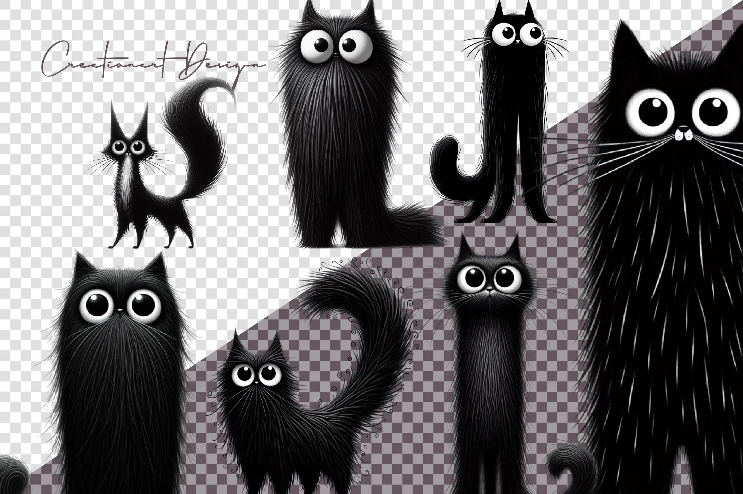 Whimsical Black Cat Clipart Bundle 3 - CraftNest - Digital Crafting and Art