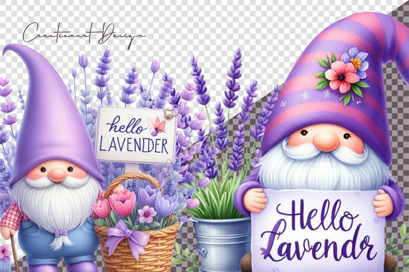 Lavender Gnomes Clipart Bundle - CraftNest - Digital Crafting and Art