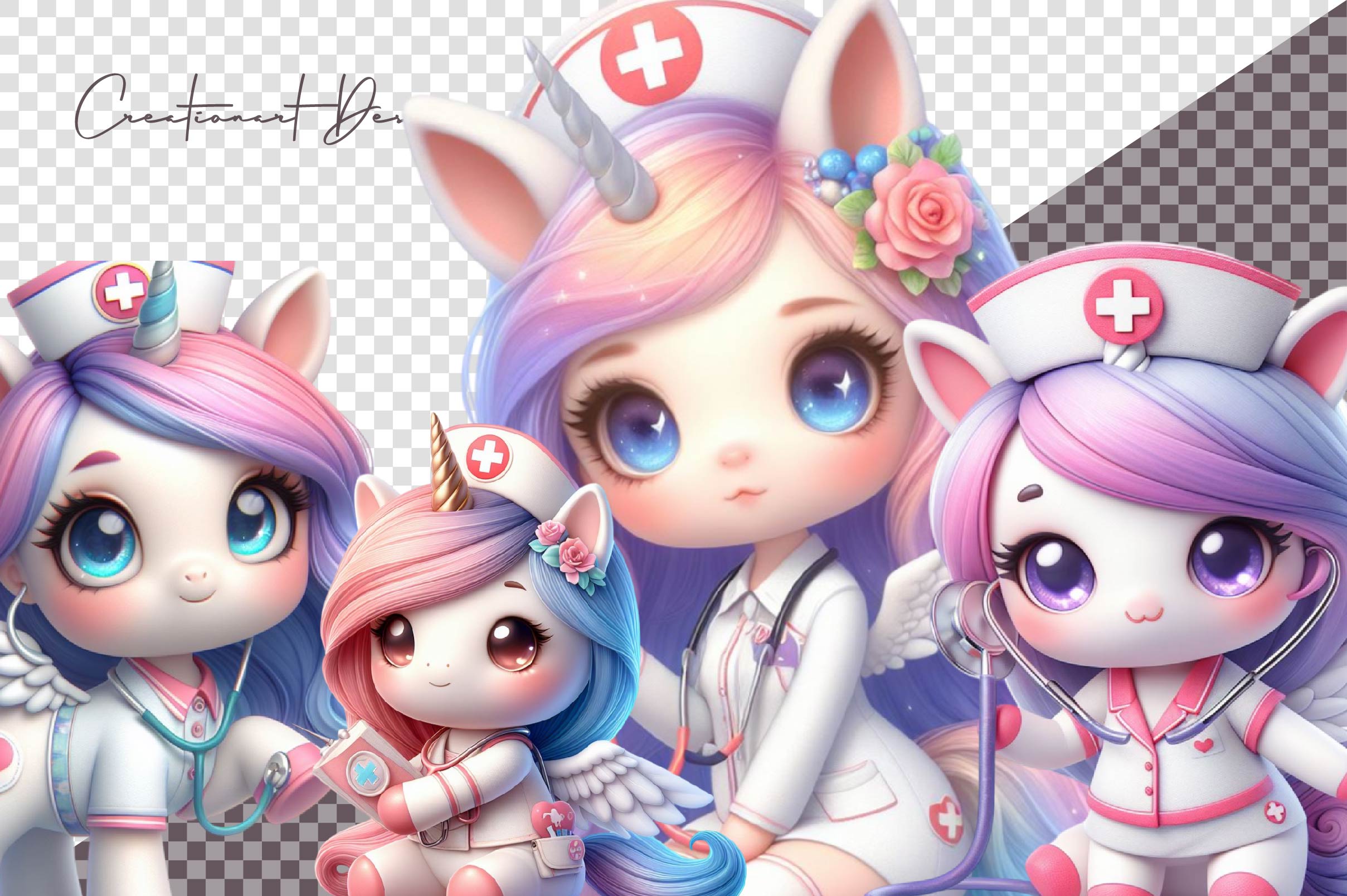 Unicorn Nurse Clipart Bundle - CraftNest - Digital Crafting and Art