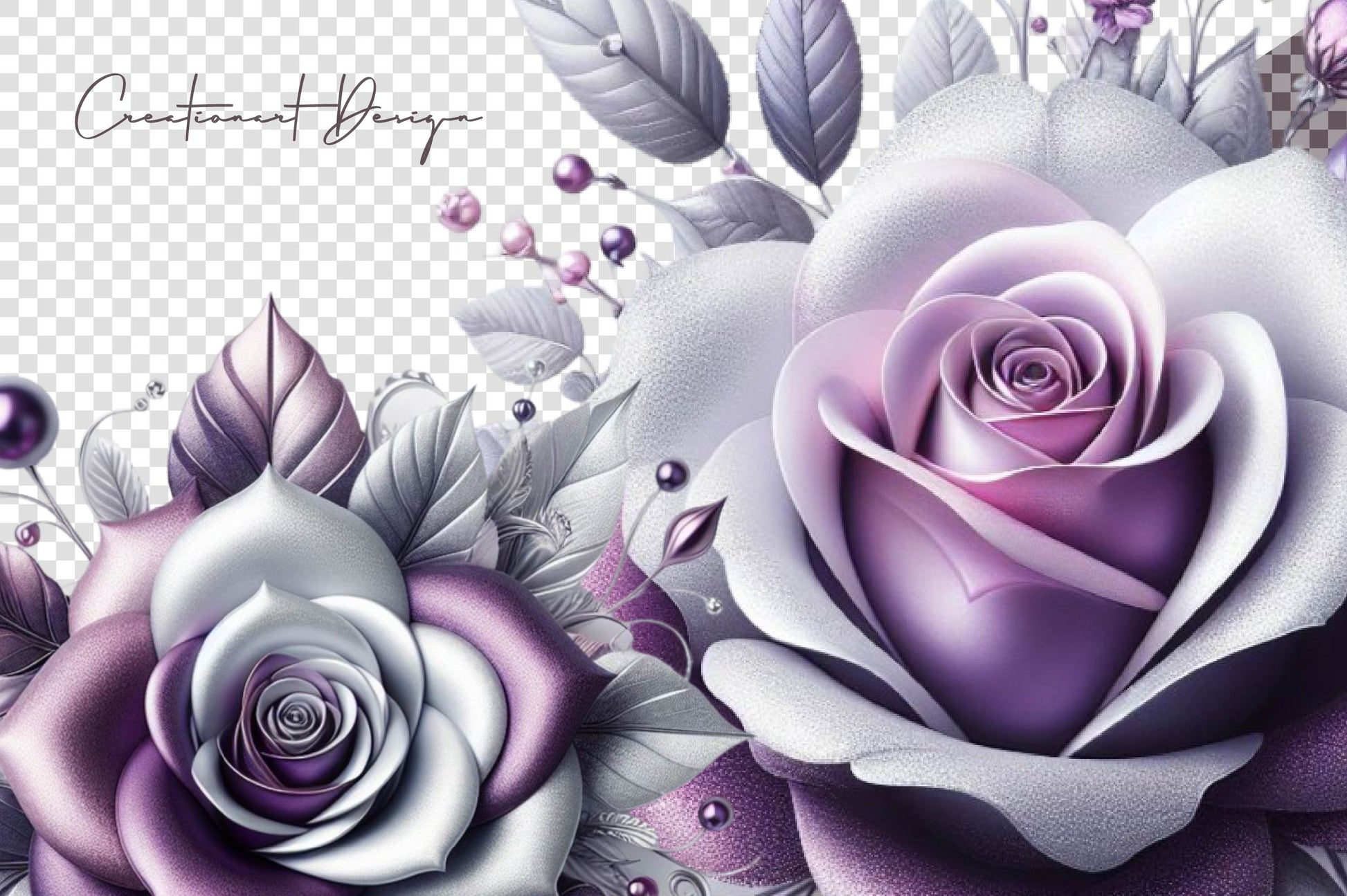 Purple And Silver Floral Clipart Bundle - CraftNest - Digital Crafting and Art