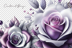 Purple And Silver Floral Clipart Bundle - CraftNest - Digital Crafting and Art