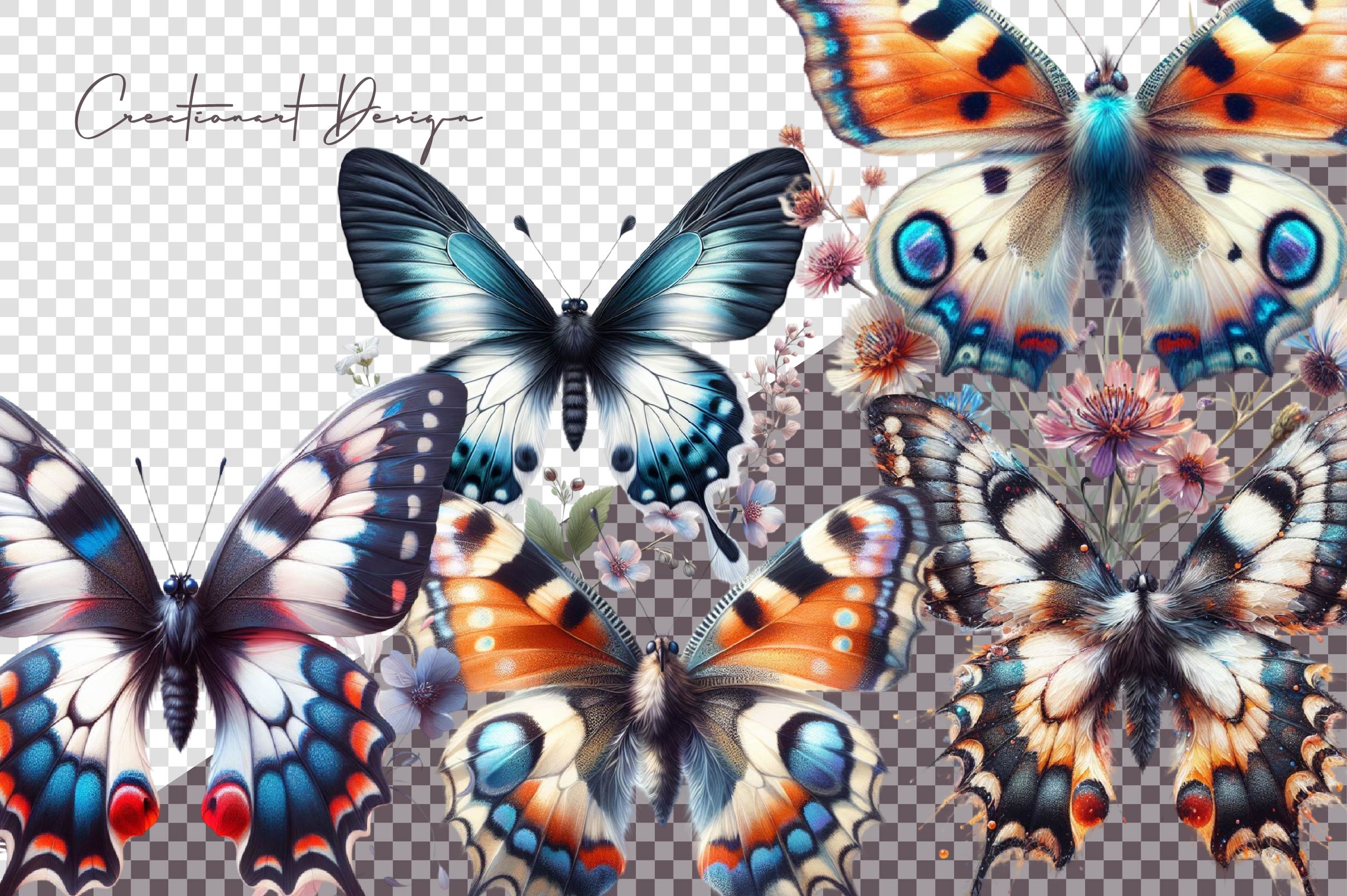 Boho Flower Butterfly Clipart Bundle - CraftNest - Digital Crafting and Art