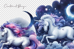 Night Unicorn Clipart Bundle 1 - CraftNest - Digital Crafting and Art