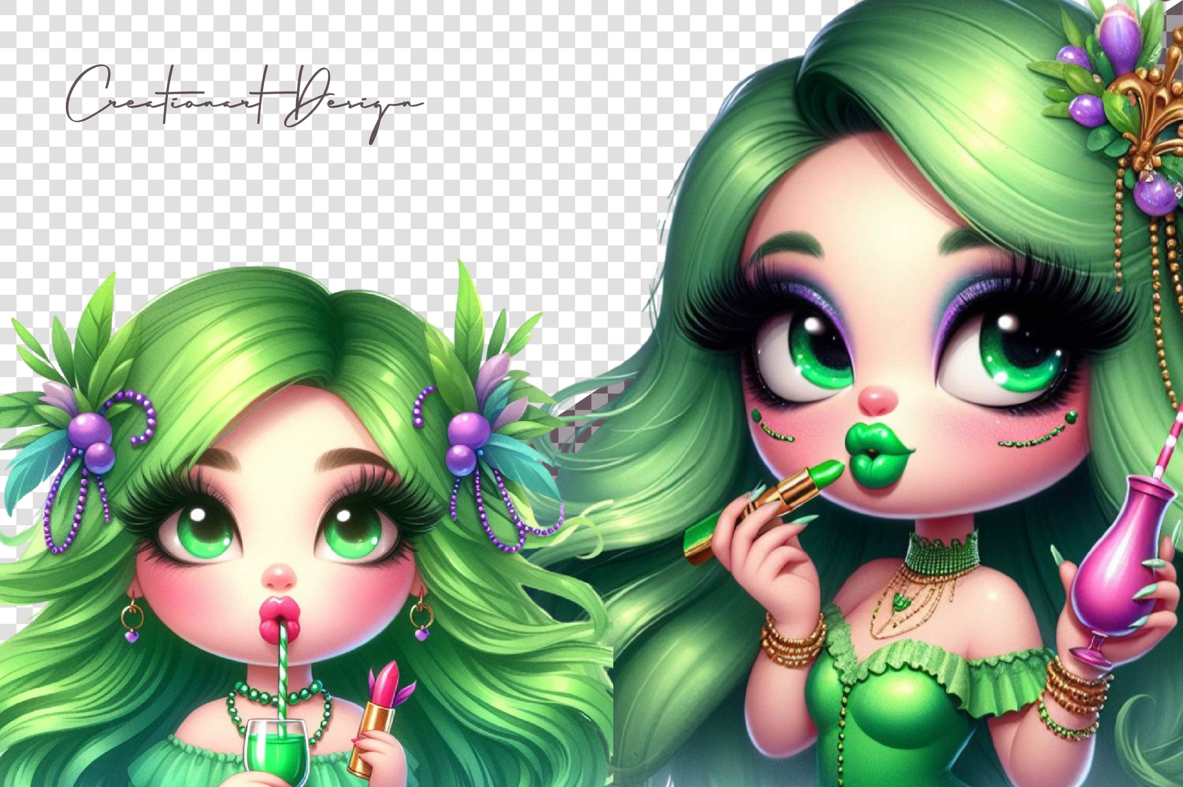 Mardi Gras Cute Girl Clipart Bundle 1 - CraftNest - Digital Crafting and Art