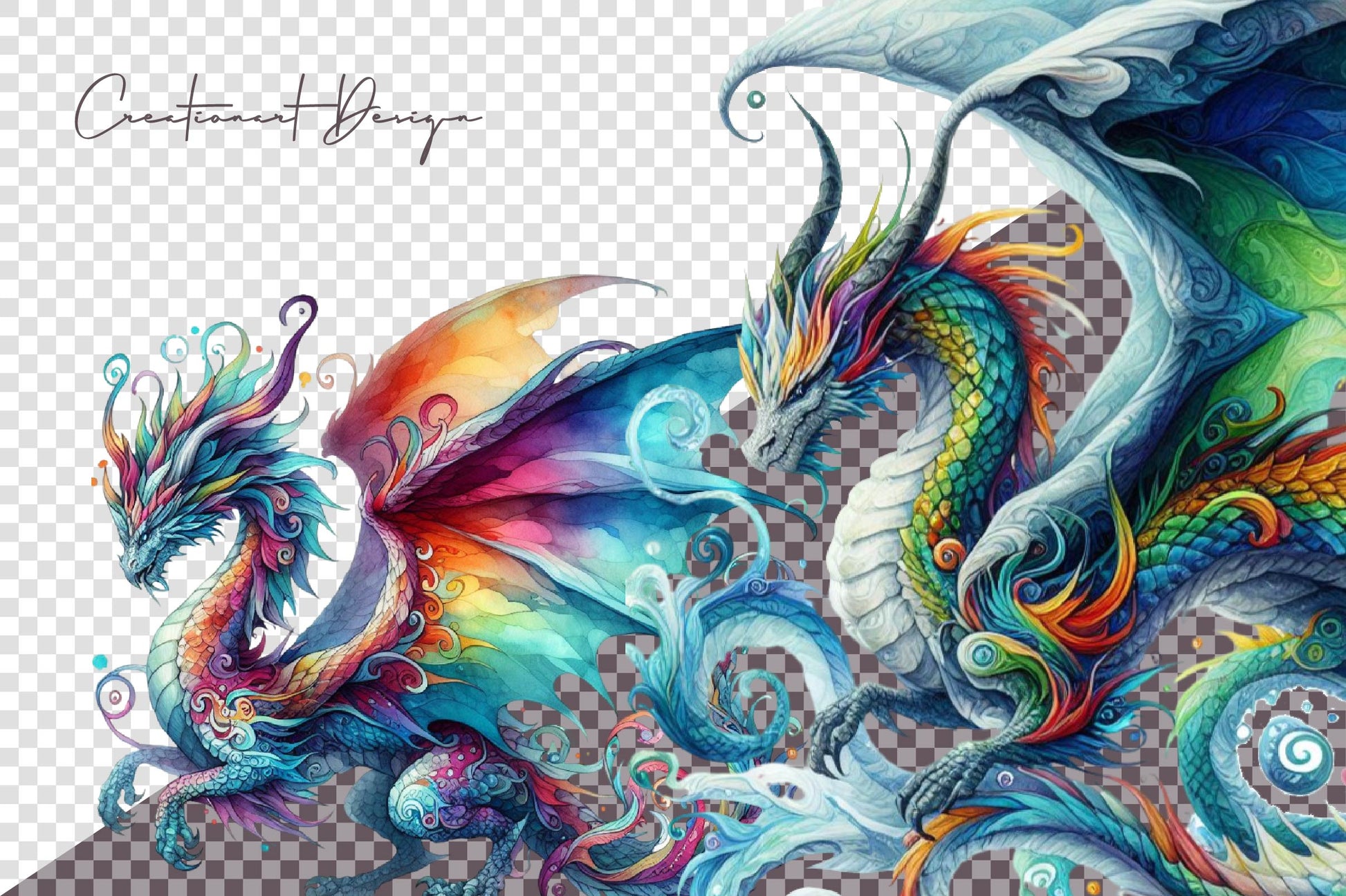 Watercolour Fantasy Dragon Clipart Bundle - CraftNest - Digital Crafting and Art