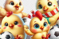 Chicken Playing Football Clipart Bundle - CraftNest - Digital Crafting and Art