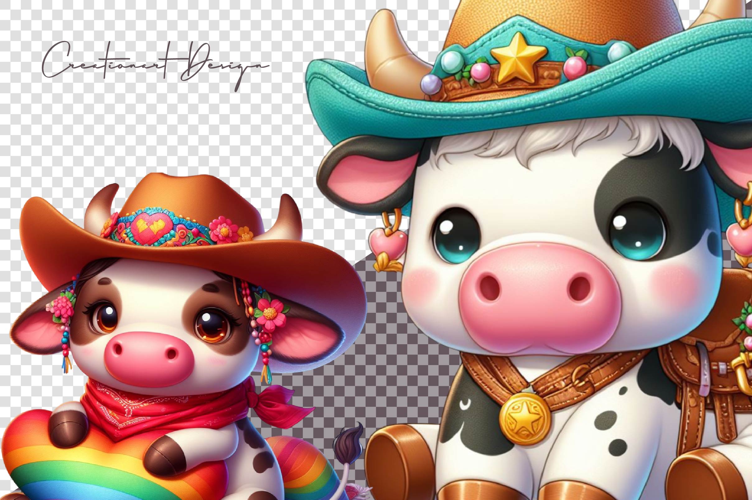Adorable Baby Cowboy Cow Clipart Bundle - CraftNest - Digital Crafting and Art