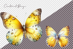 Yellow Butterfly Floral Clipart Bundle - CraftNest - Digital Crafting and Art