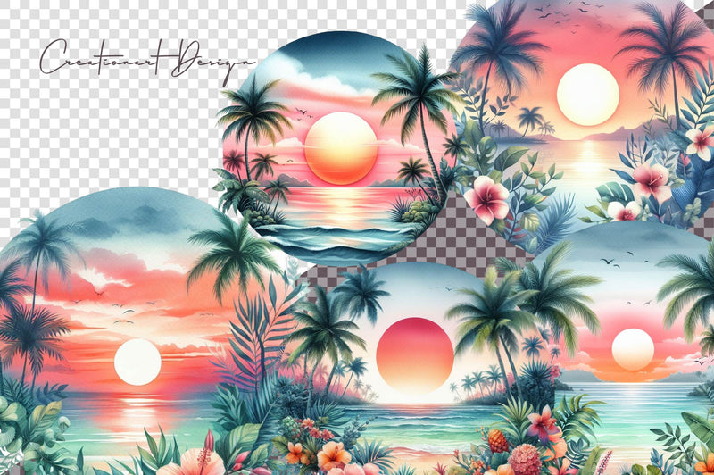 Tropical Sunsets Clipart Bundle - CraftNest - Digital Crafting and Art