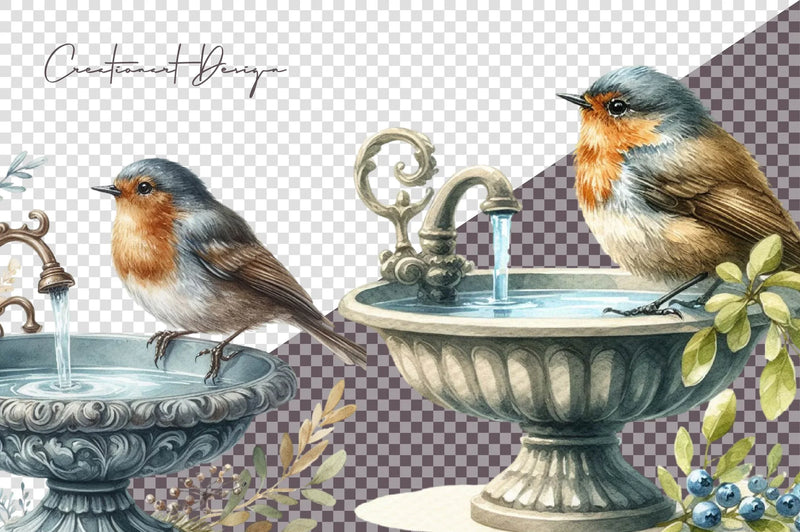 Birdbaths Clipart Bundle - CraftNest - Digital Crafting and Art