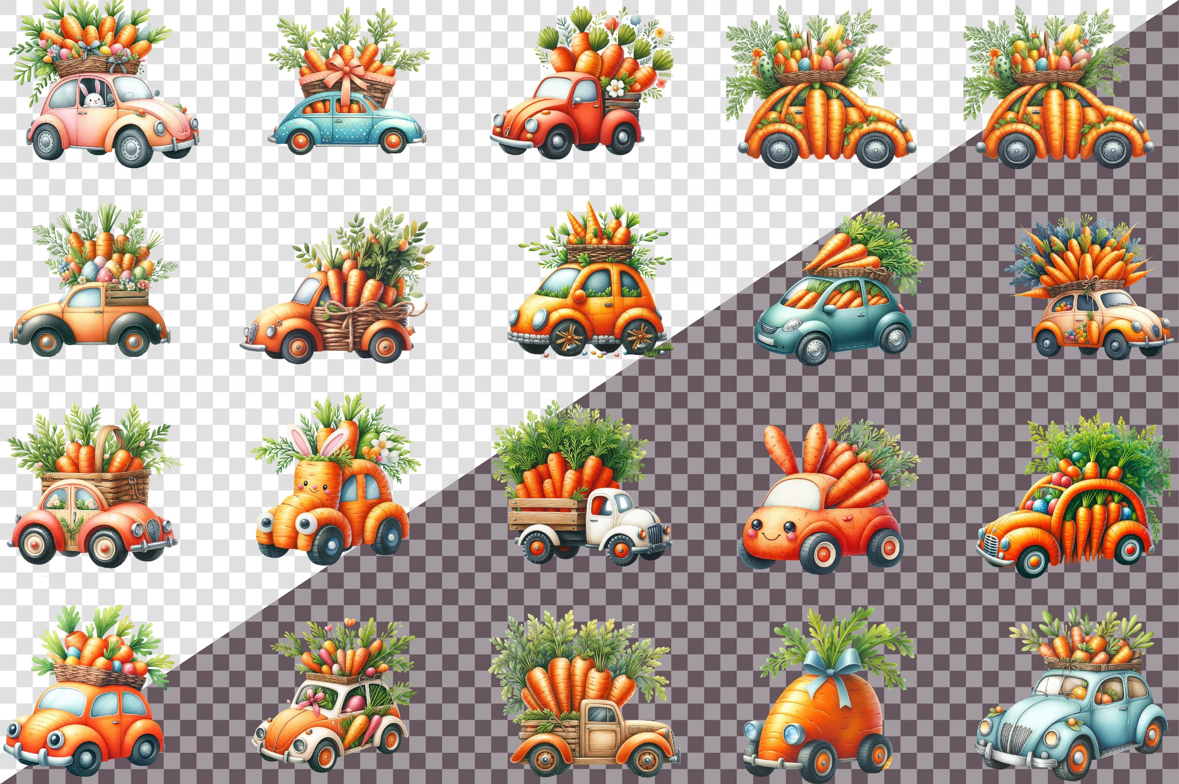 Carrot Car Clipart Bundle - CraftNest - Digital Crafting and Art