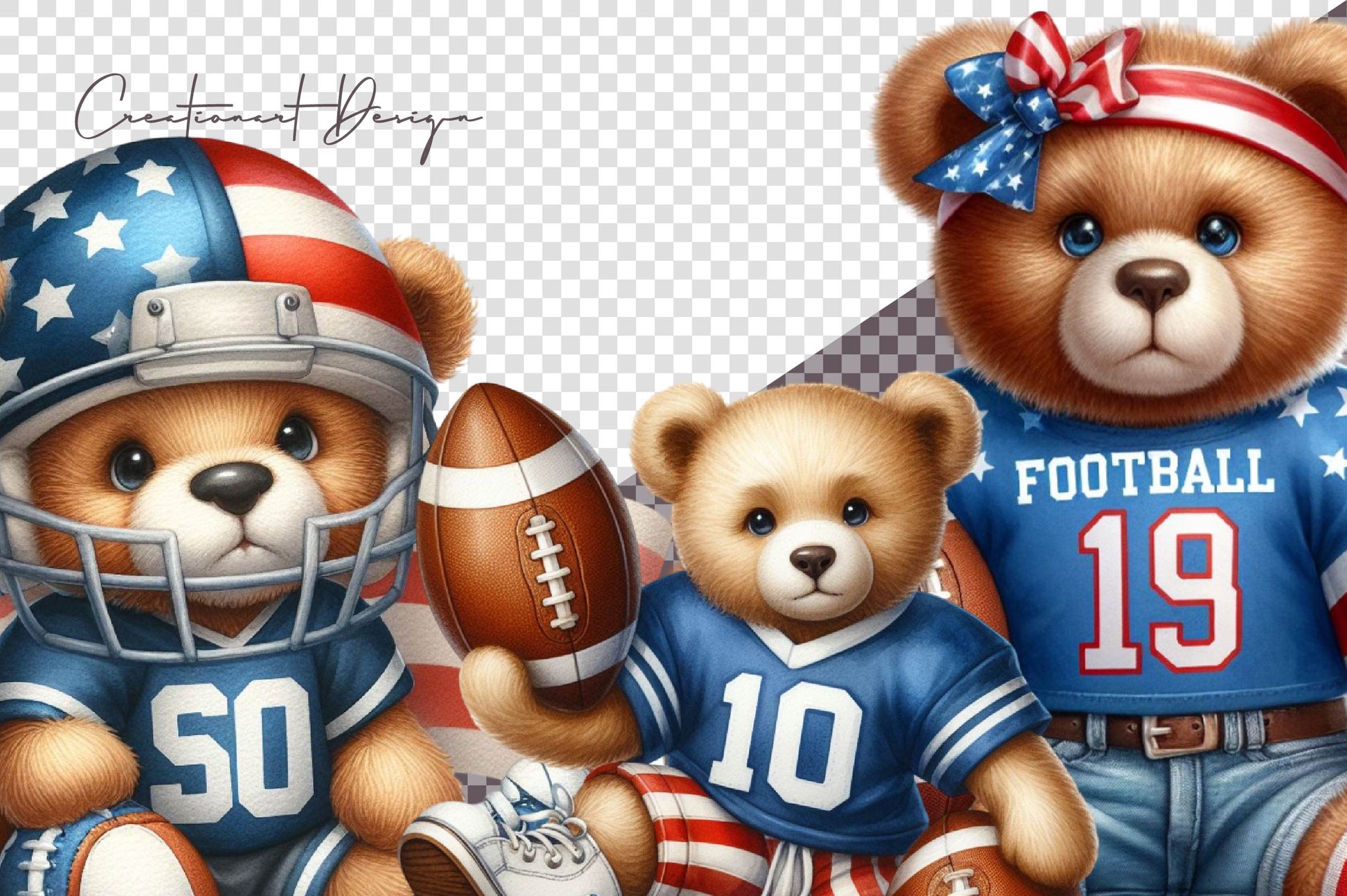 Teddy Bear American Football Clipart Bundle - CraftNest - Digital Crafting and Art