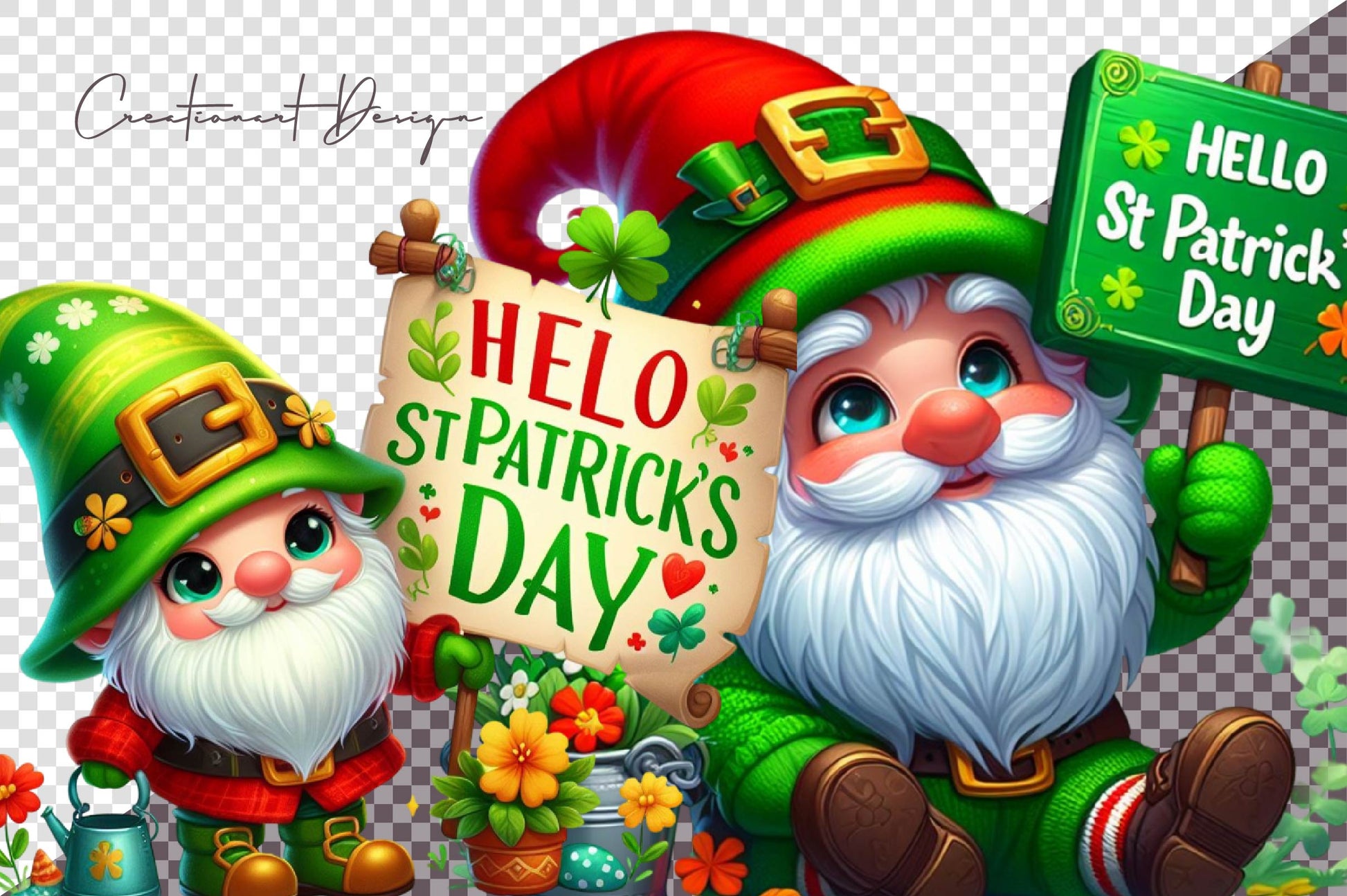 Hello St Patrick's Day Gnomes Clipart Bundle - CraftNest - Digital Crafting and Art