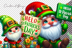 Hello St Patrick's Day Gnomes Clipart Bundle - CraftNest - Digital Crafting and Art