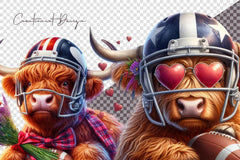 American Football Highland Cow Clipart Bundle - CraftNest - Digital Crafting and Art