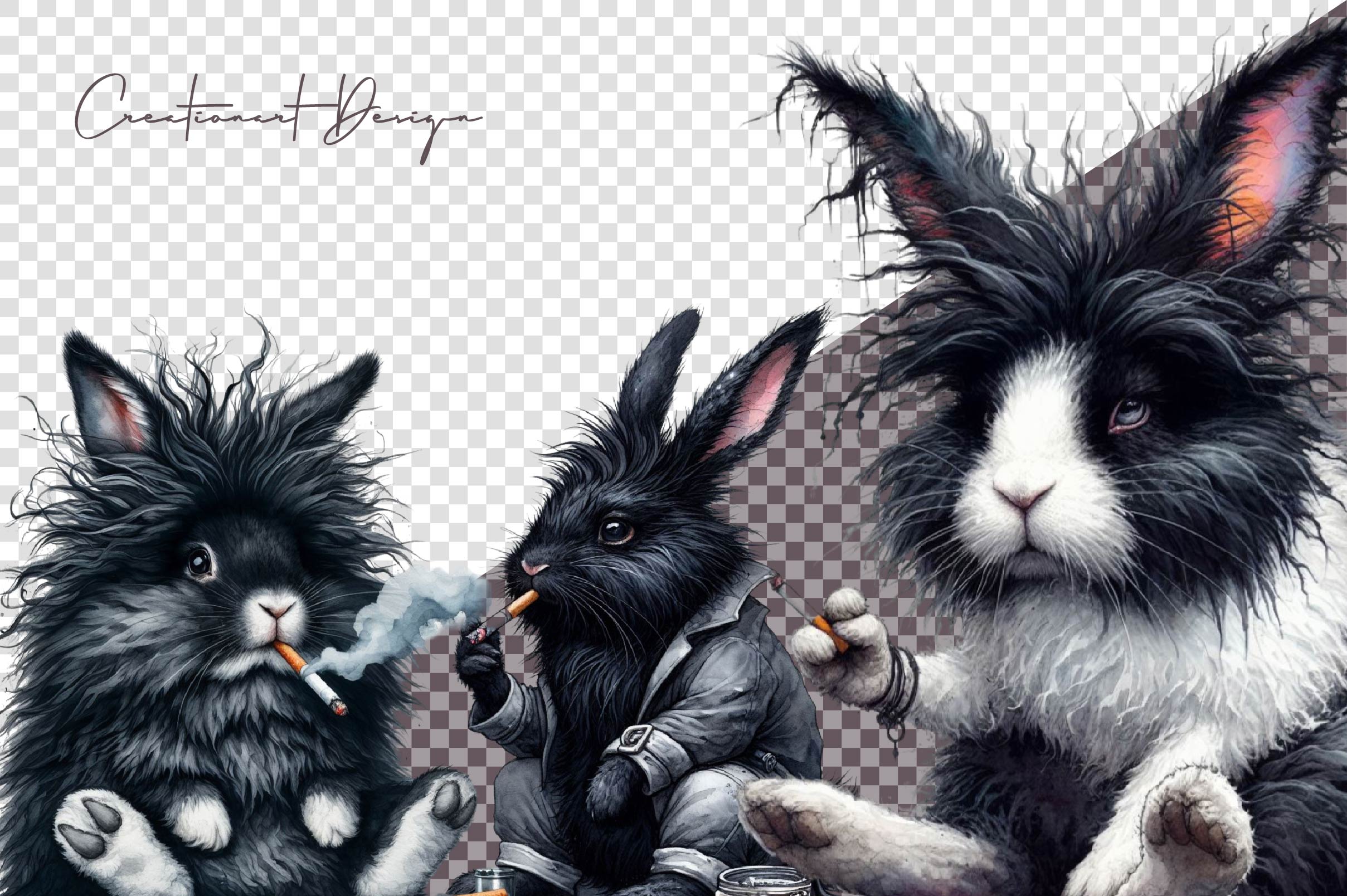 Creepy Black Bunny Clipart Bundle - CraftNest - Digital Crafting and Art