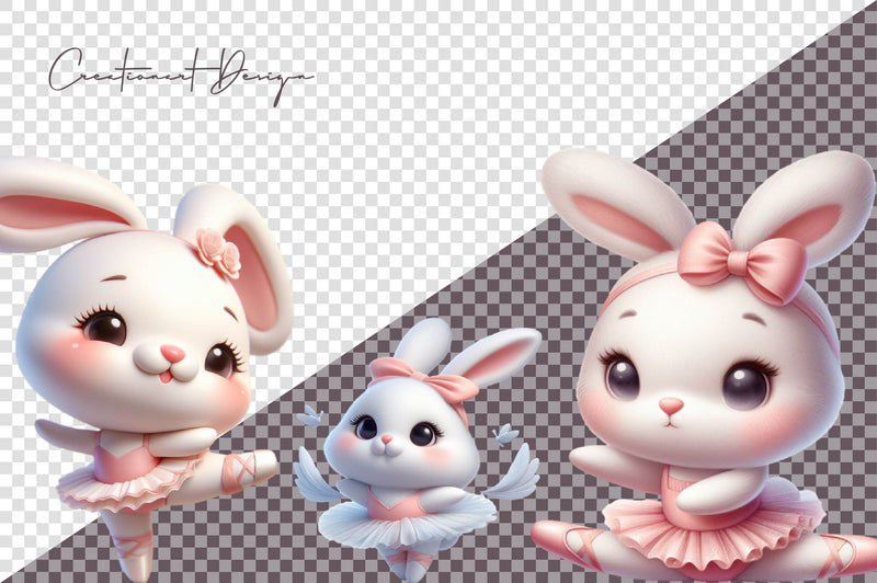 Cute Ballet Bunny Clipart Bundle - CraftNest - Digital Crafting and Art