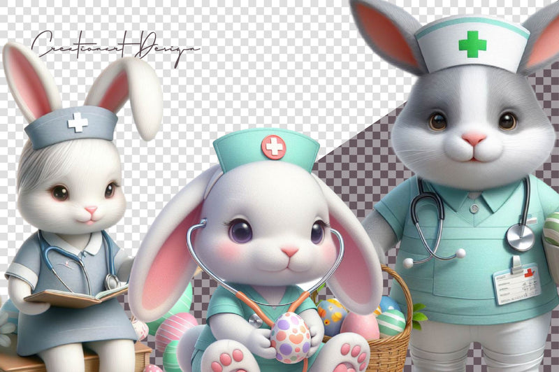 Bunny Nurse Easter Clipart Bundle - CraftNest - Digital Crafting and Art