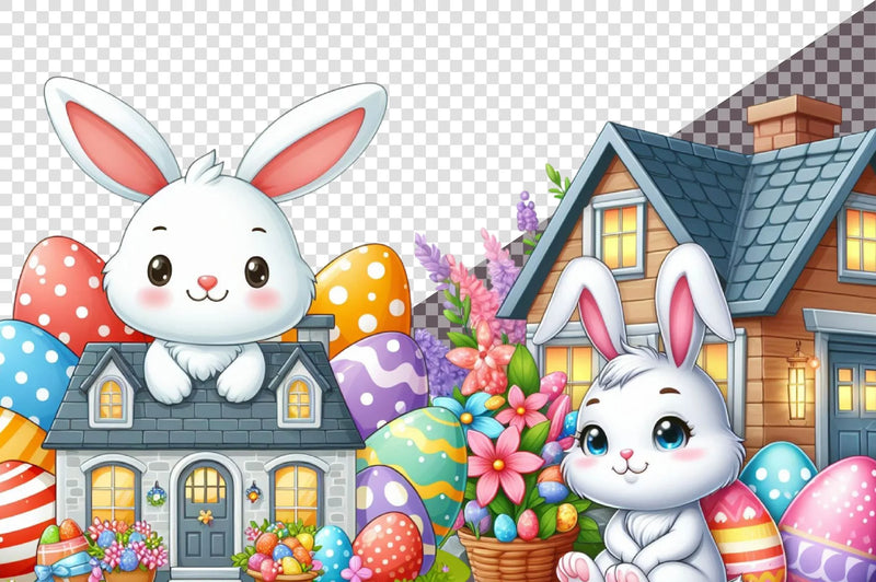 Easter Houses Clipart Bundle - CraftNest - Digital Crafting and Art