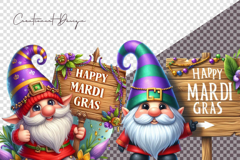 Happy Mardi Gras Gnome Clipart Bundle - CraftNest - Digital Crafting and Art