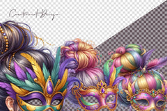 Mardi Gras Mama Messy Bun Clipart Bundle - CraftNest - Digital Crafting and Art