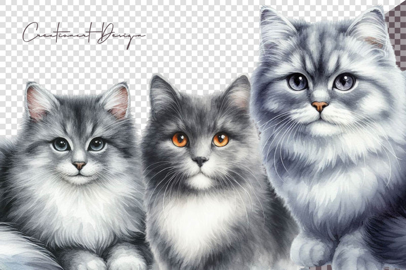 Gray Cats Clipart Bundle - CraftNest - Digital Crafting and Art