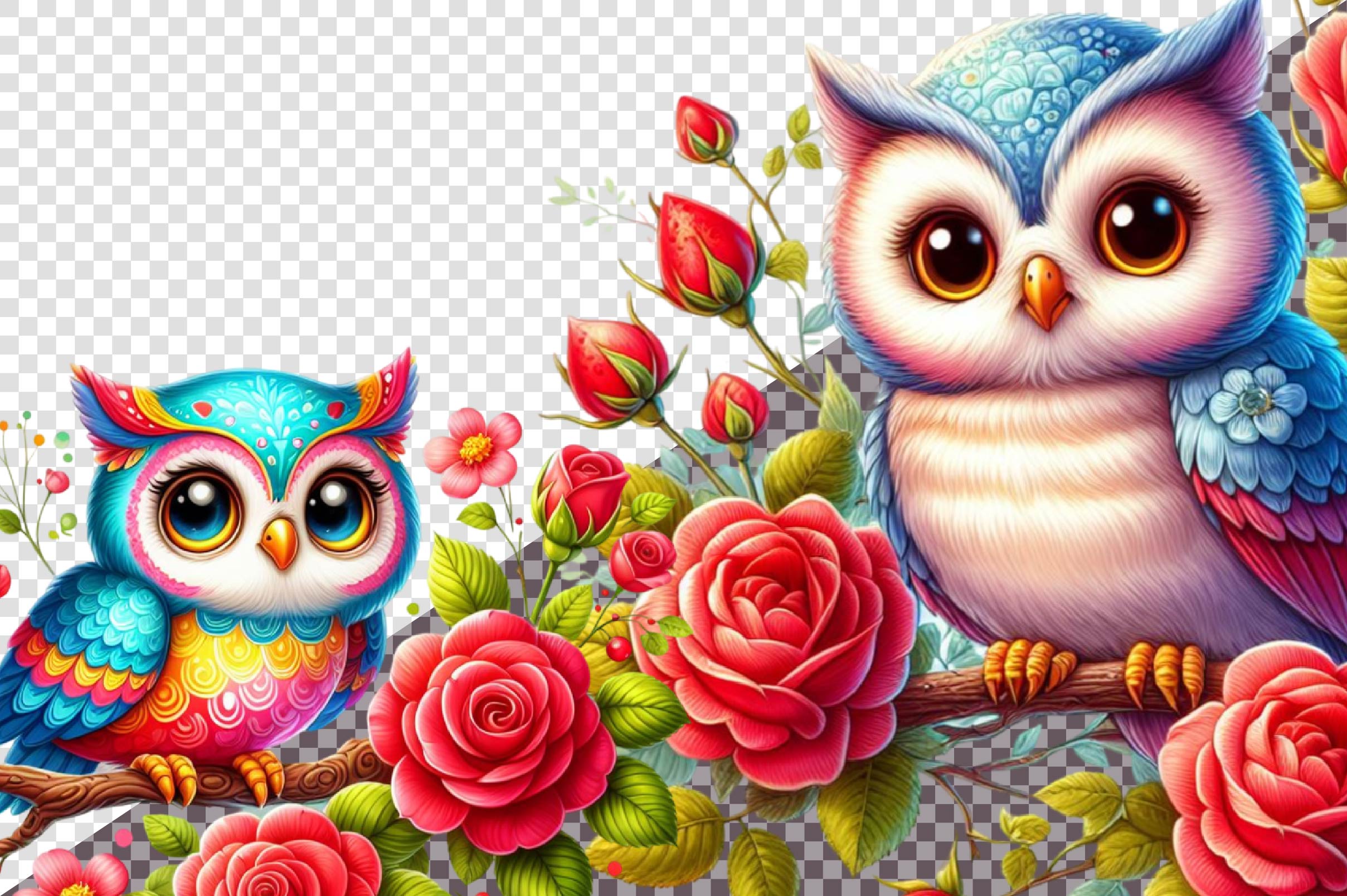 Floral Cute Owl Clipart Bundle - CraftNest - Digital Crafting and Art