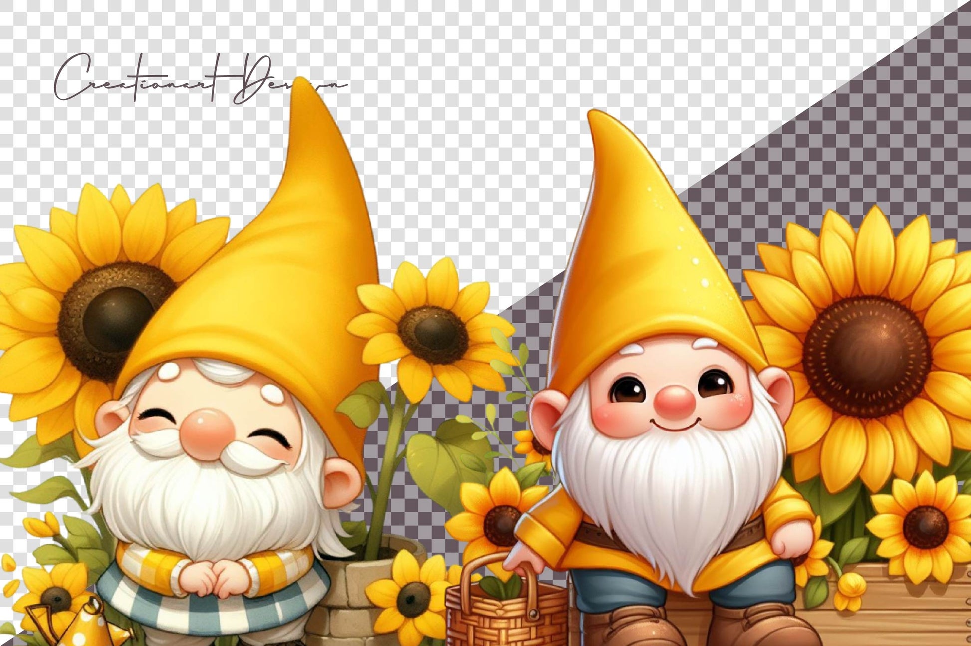 Cute Sunflower Gnome Clipart Bundle - CraftNest - Digital Crafting and Art