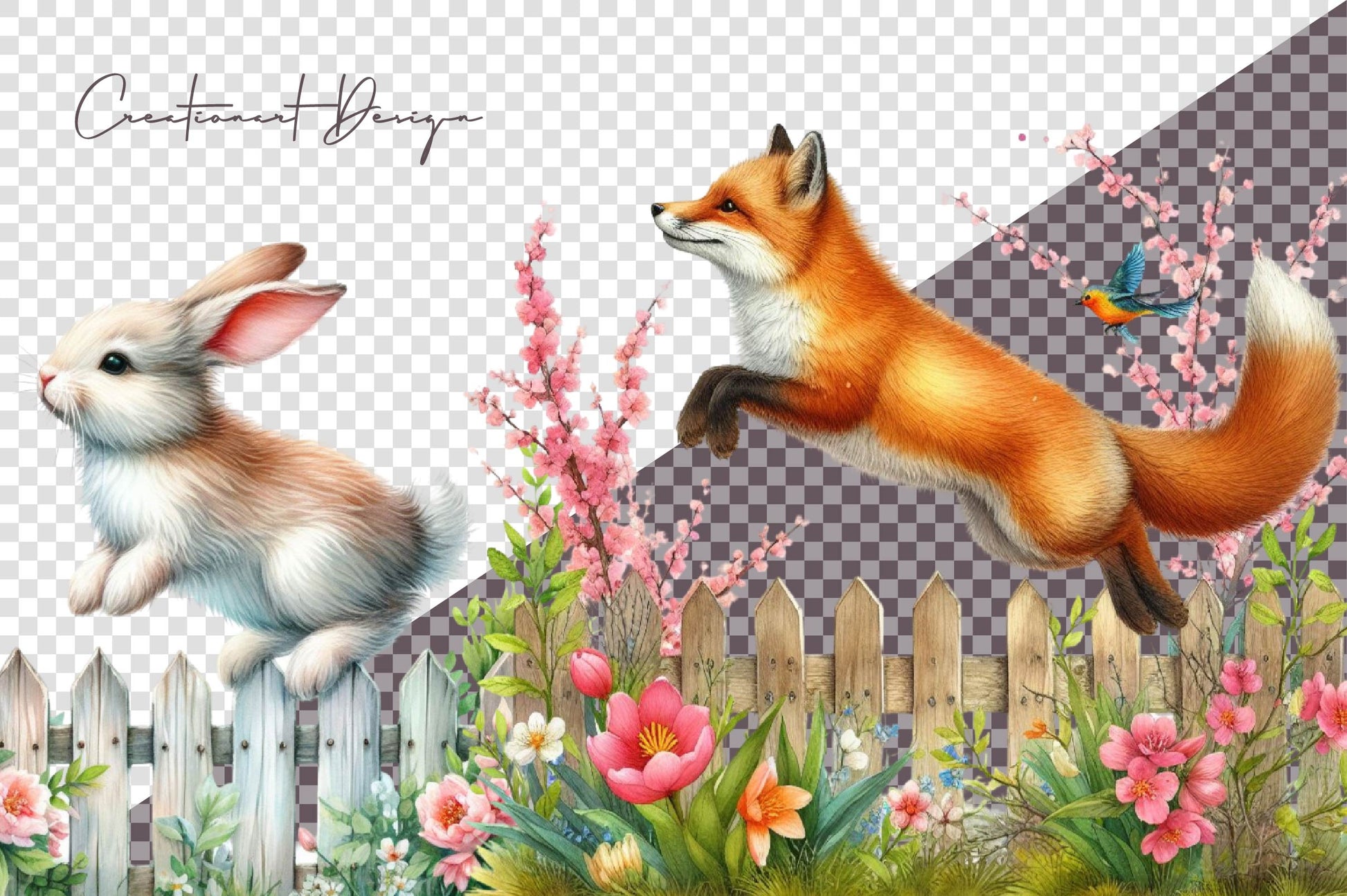 Spring Fence Flowers Clipart Bundle - CraftNest - Digital Crafting and Art