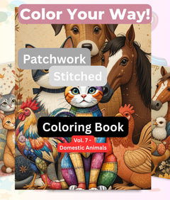 Patchwork Domestic Animals Coloring Book Bundle - CraftNest - Digital Crafting and Art