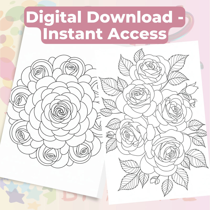 Rose Mandala Coloring Book Bundle - CraftNest - Digital Crafting and Art