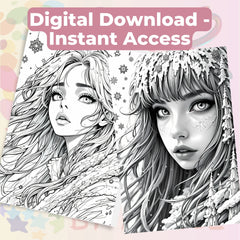 Fantasy Women Portraits Coloring Book Bundle - CraftNest - Digital Crafting and Art