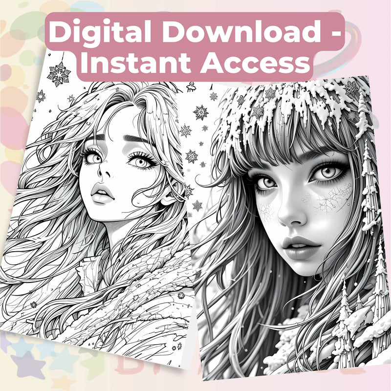 Fantasy Women Portraits Coloring Book Bundle - CraftNest - Digital Crafting and Art