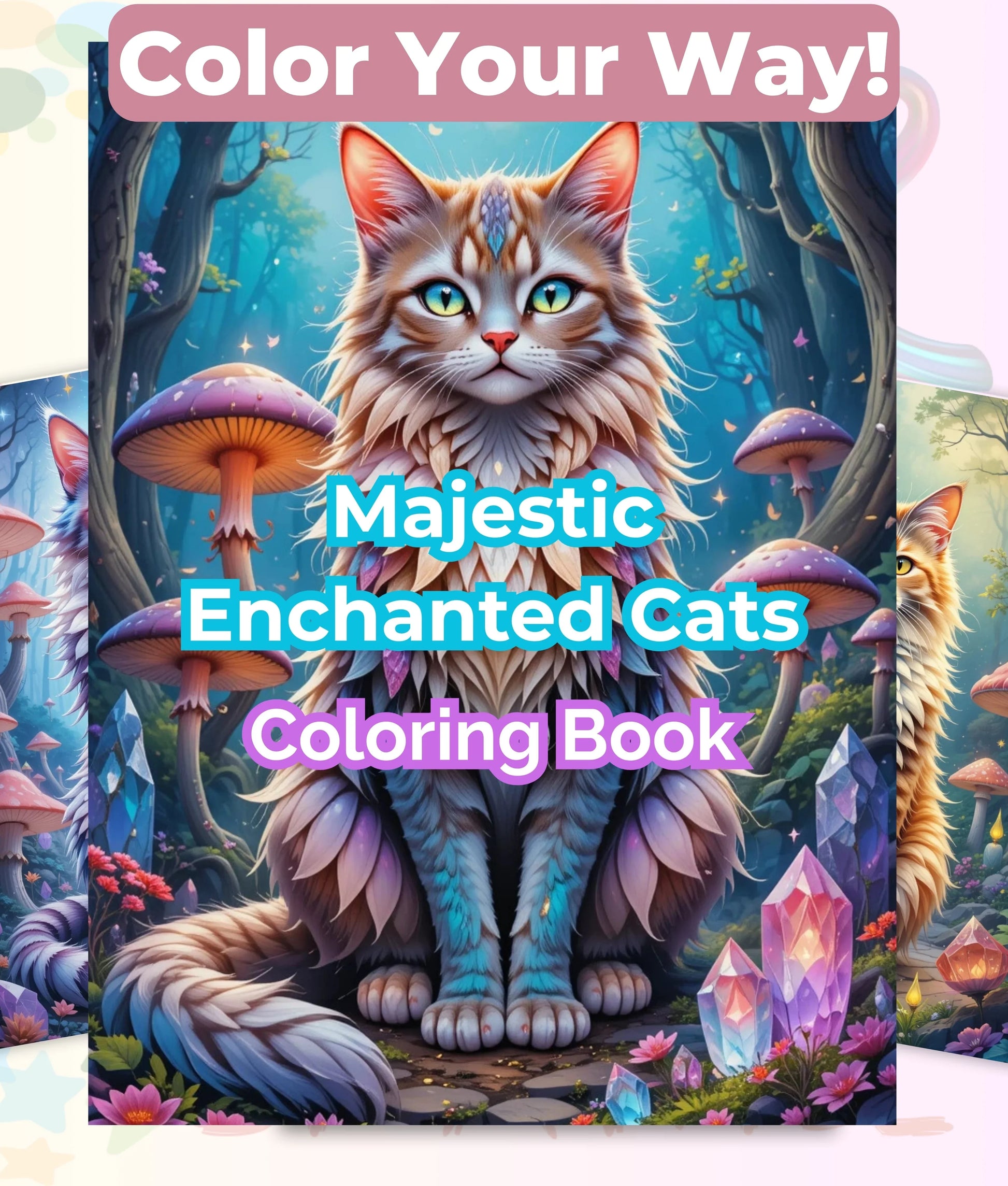 Majestic Enchanted Cats Coloring Book Bundle - CraftNest - Digital Crafting and Art