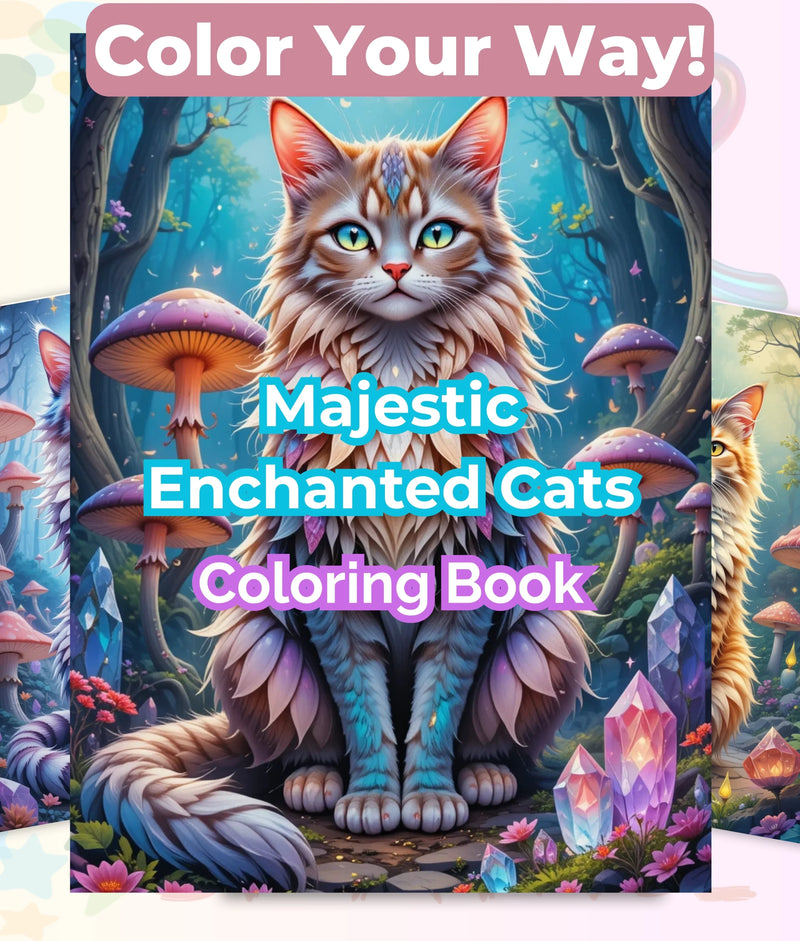 Majestic Enchanted Cats Coloring Book Bundle - CraftNest - Digital Crafting and Art